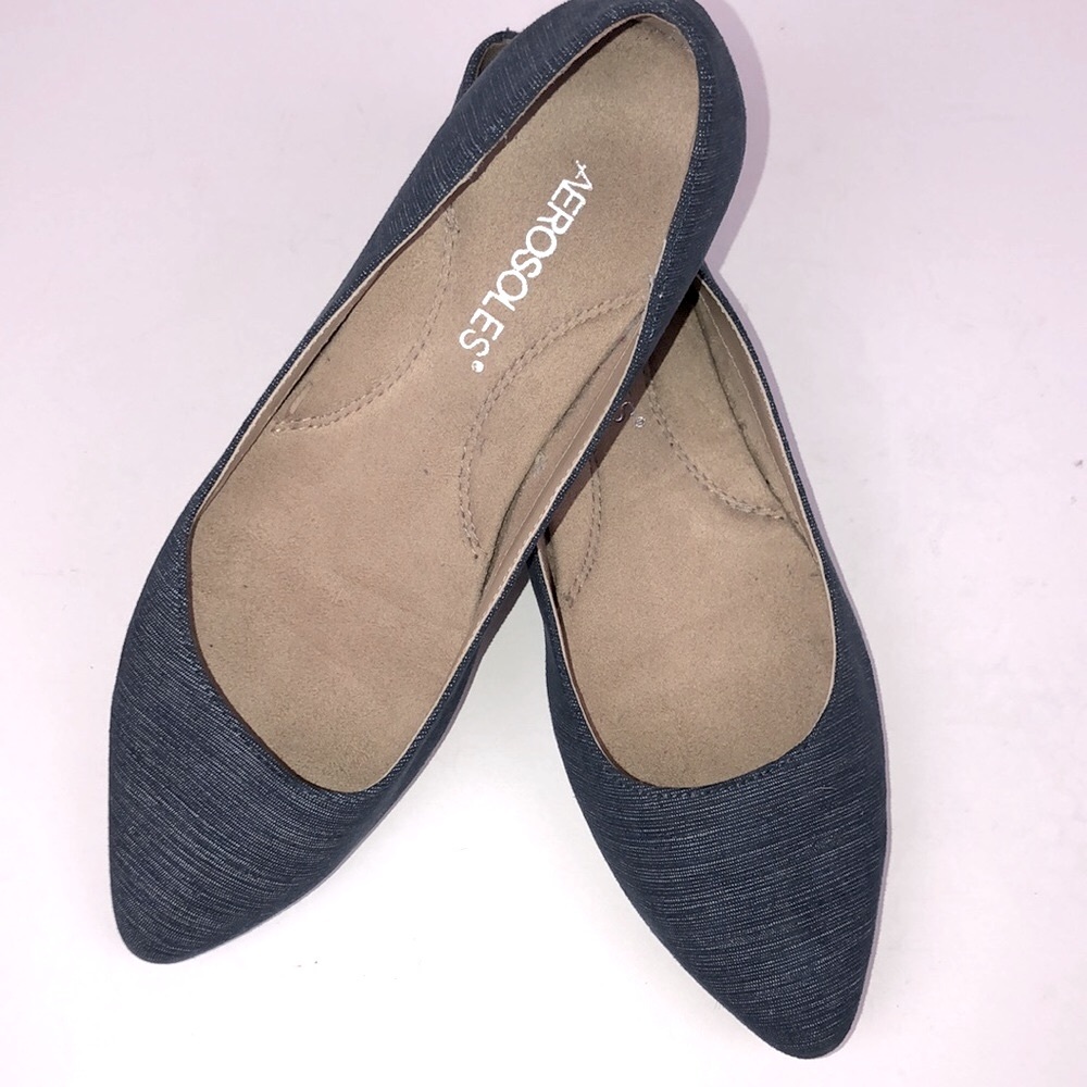 Aerosoles Hey Girl Pointed Toe Blue Flat size 7 1/2
